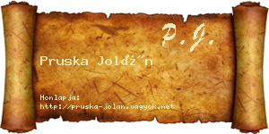 Pruska Jolán névjegykártya